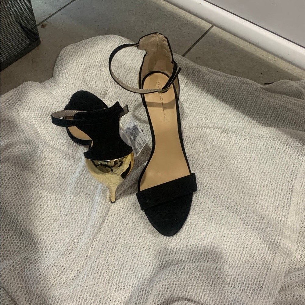 Zara Spring-Summer Collection Gold and Black Sandal Heels
